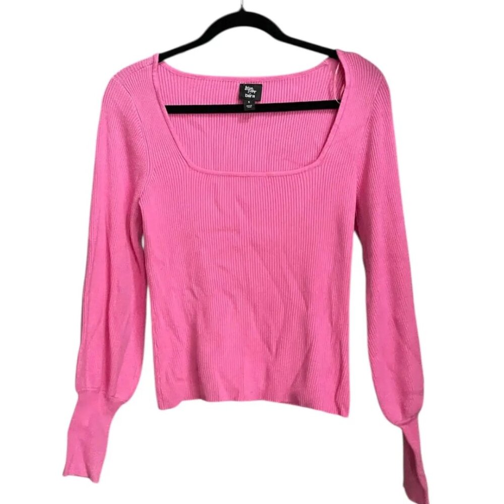 Becca Tilley x Bar III Pink Square Neck Long Sleeve Top - Size S
